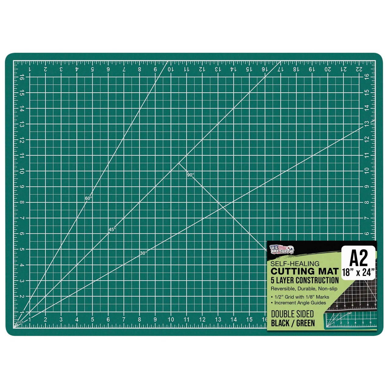 18" x 24" Self-Healing Cutting Mat 5-Ply - Double-Sided Green/Black Craft Mat, Non-Slip Cutting Mats for Crafts, Sewing, Quilting, Scrapbooking